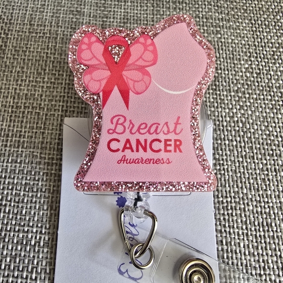 Breast Cancer Awareness Save the Ta Tas Pink Retractable Badge Work ID Holder - Picture 2 of 2